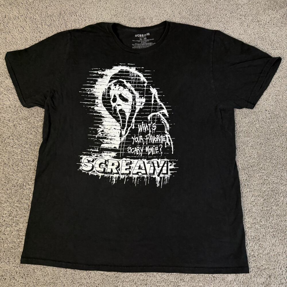 Scream Shirt Mens XL Black Ghostface Graphic Crew Neck Tagless Cotton Horror